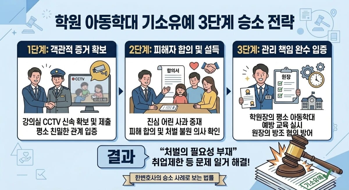 학원 아동학대 기소유예_한정윤 변호사 승소사례